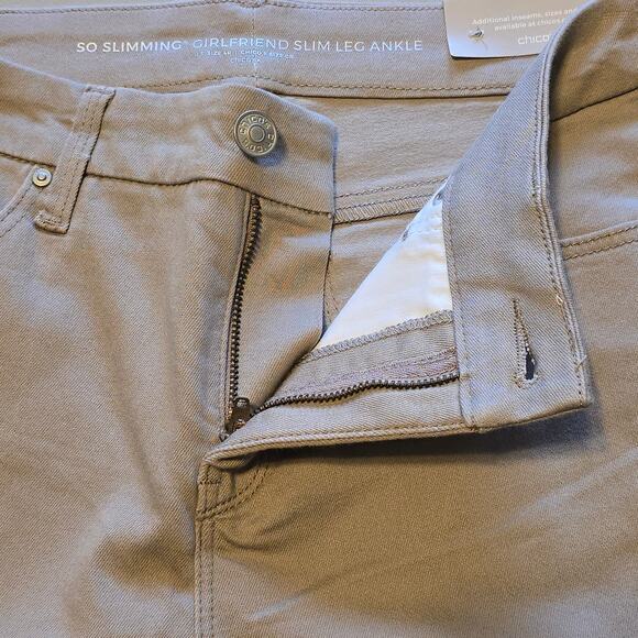 Chicos So Slimming Girlfriend Slim Leg Ankle Jeans Size 4R Light Brown Causal - Picture 7 of 14